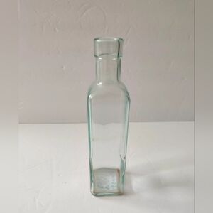 Italian Glass Wavy Bottle Light Green Tint 8.5 Inch Rectangle Bottle